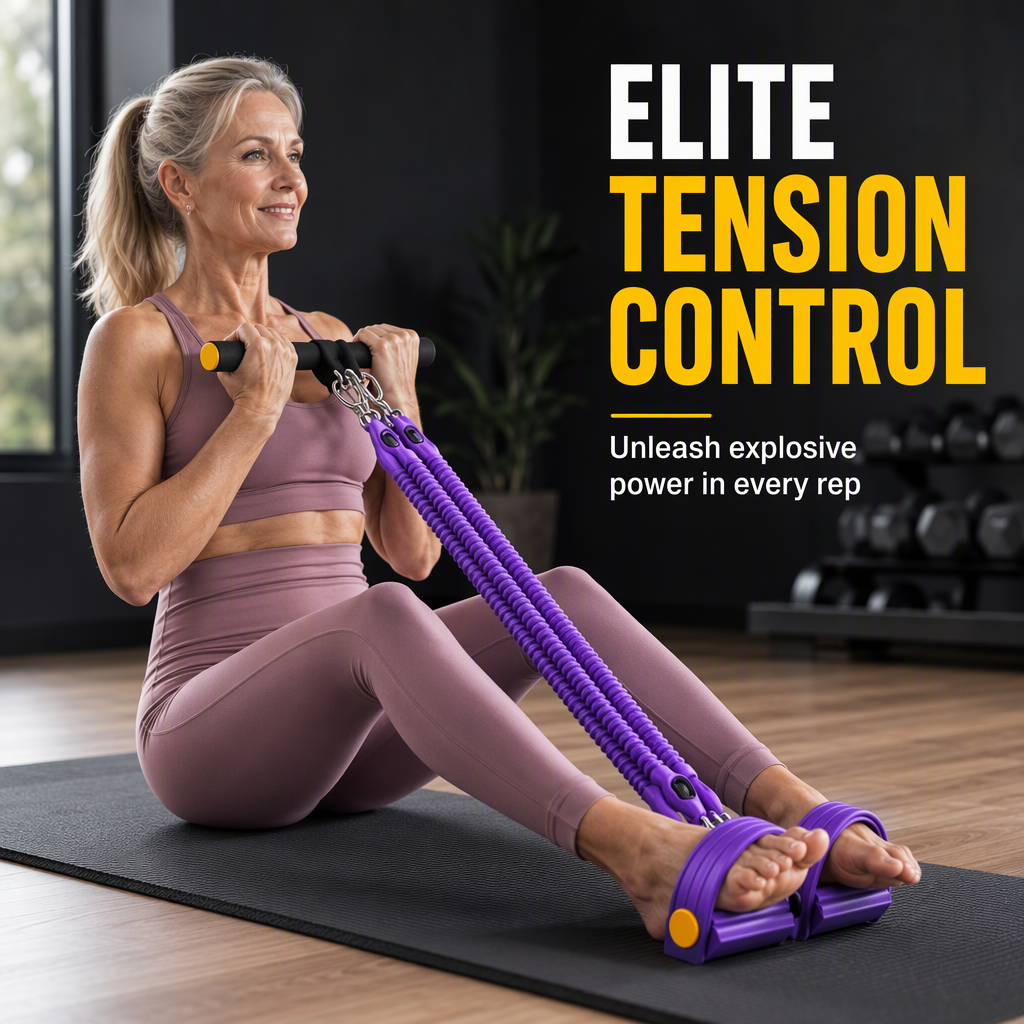 Cuerda Elástica de Resistencia con Pedales Multifuncional para Ejercicio Abdominal y Fitness en Casa