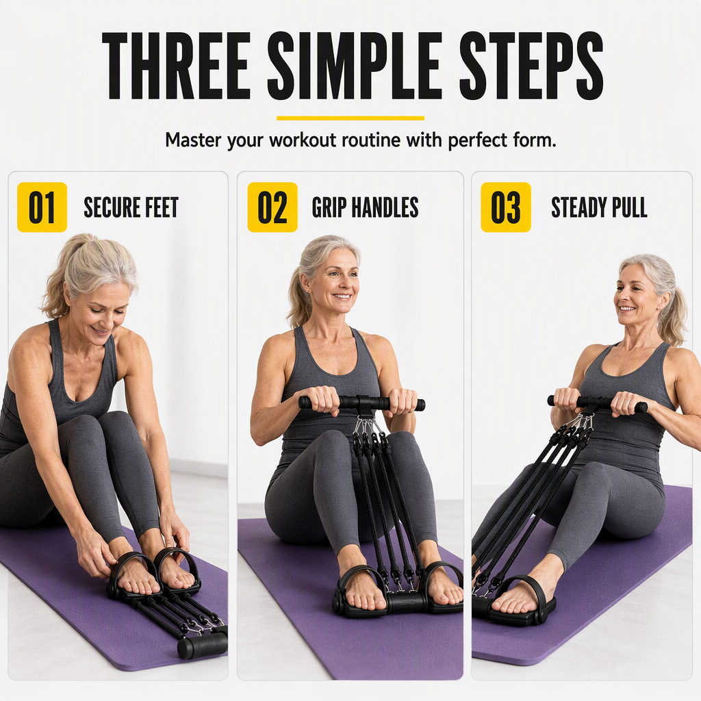 Cuerda Elástica de Resistencia con Pedales Multifuncional para Ejercicio Abdominal y Fitness en Casa