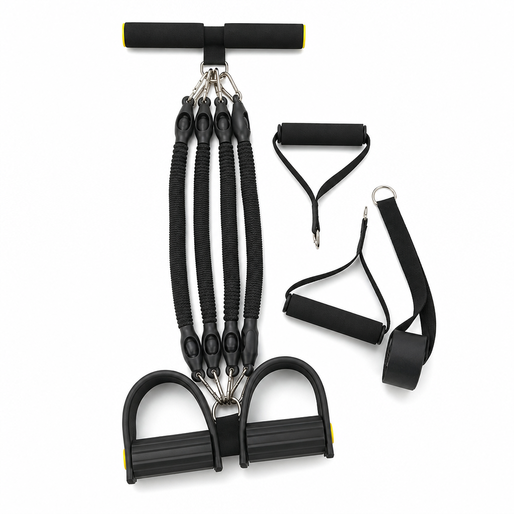 Cuerda Elástica de Resistencia con Pedales Multifuncional para Ejercicio Abdominal y Fitness en Casa