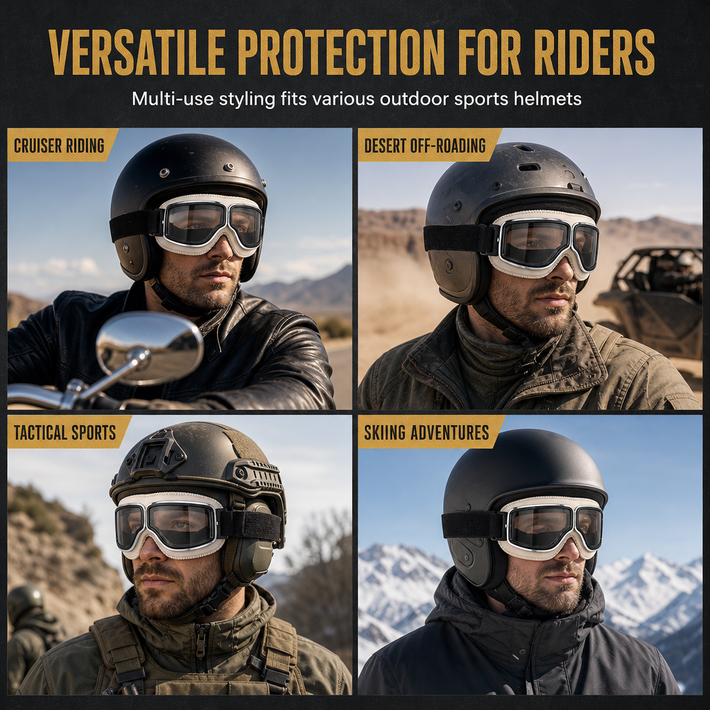 📢📢 ¡50% DE DESCUENTO! ⏰ Gafas de Moto Retro Vintage — Lentes Cortavientos para Casco Cruiser y Motocross