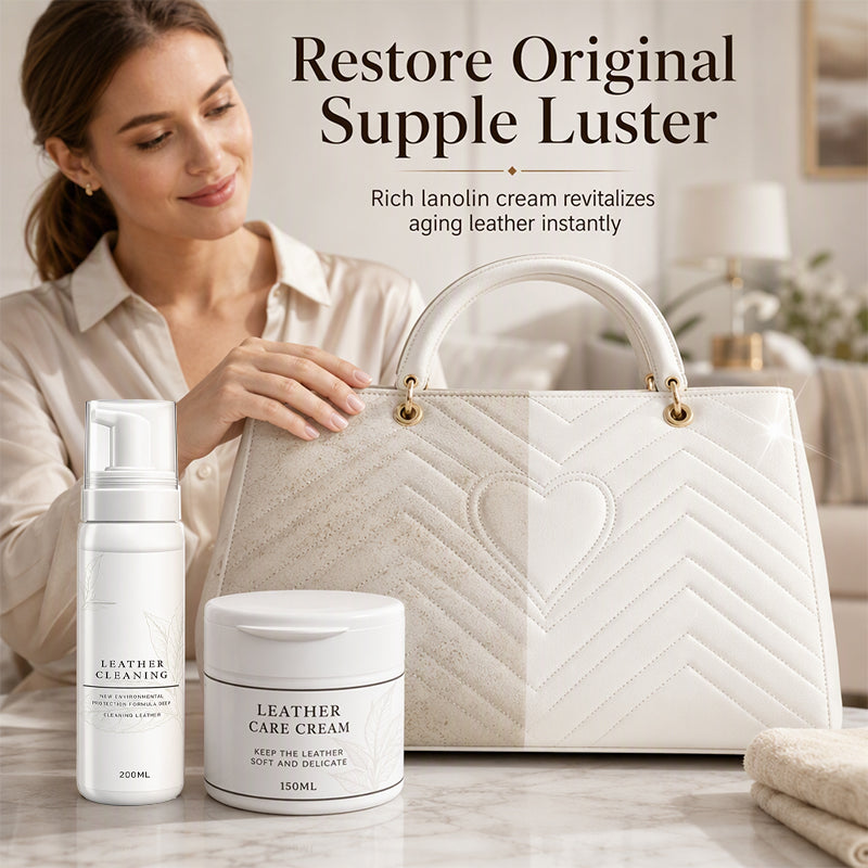 ⏳¡50% DE DESCUENTO POR TIEMPO LIMITADO!⏰ Set Profesional de Limpiador y Crema Nutritiva para Cuero de Lujo👜✨