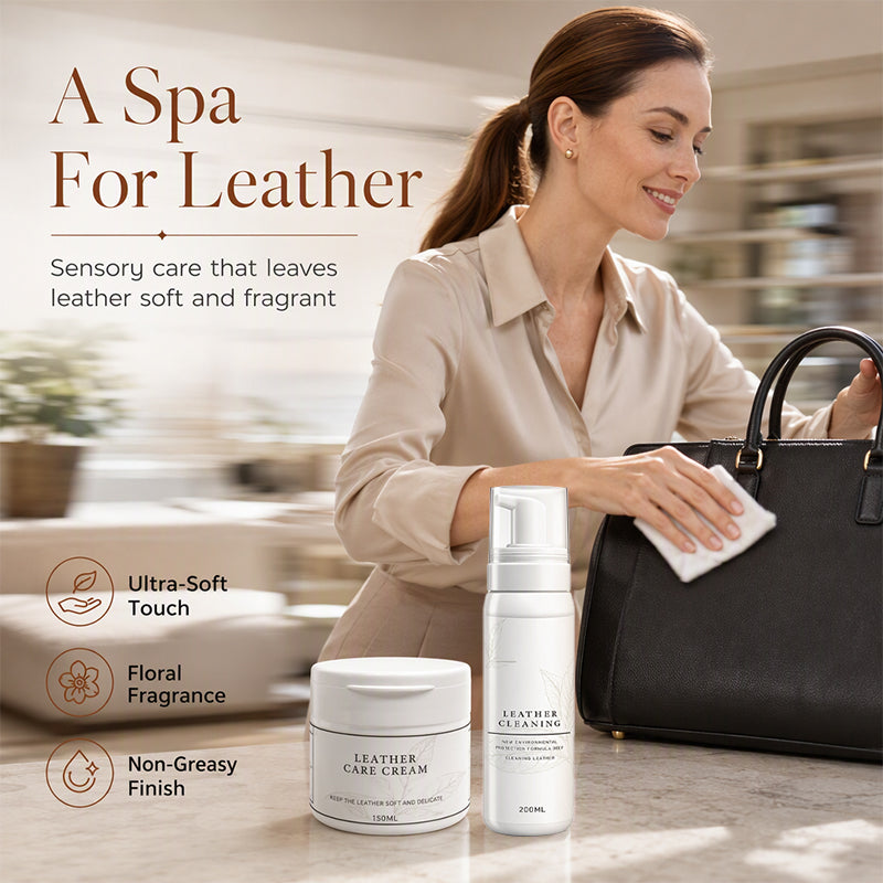 ⏳¡50% DE DESCUENTO POR TIEMPO LIMITADO!⏰ Set Profesional de Limpiador y Crema Nutritiva para Cuero de Lujo👜✨