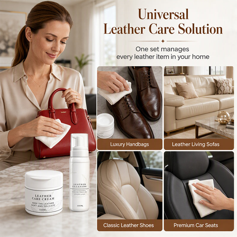 ⏳¡50% DE DESCUENTO POR TIEMPO LIMITADO!⏰ Set Profesional de Limpiador y Crema Nutritiva para Cuero de Lujo👜✨