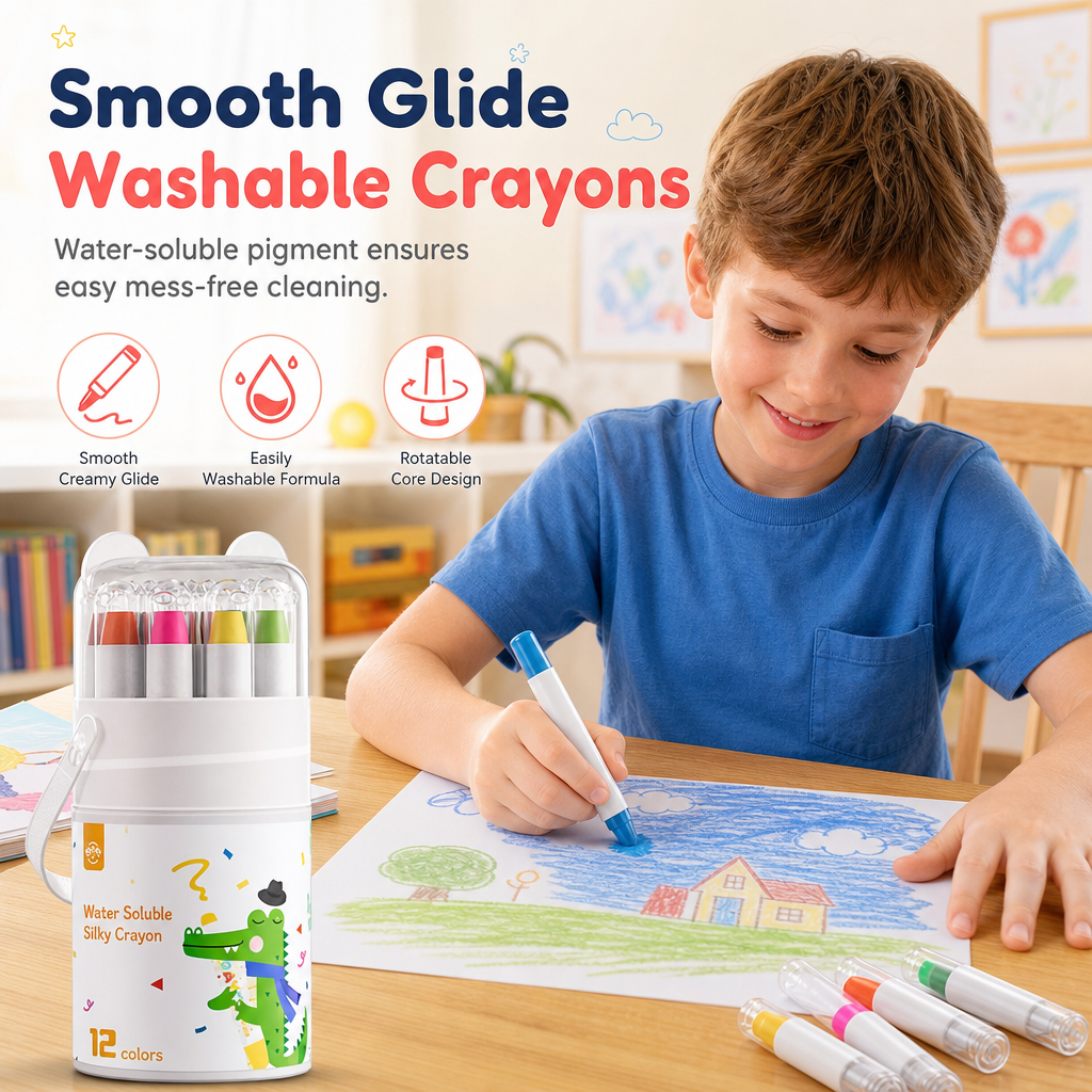 Crayones Lavables y Pasteles al Óleo para Niños