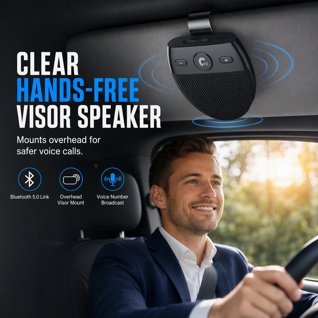📢📢¡50% DE DESCUENTO!🚗 Altavoz Manos Libres Bluetooth SP11 para Parasol de Auto con Encendido Automático por Vibración y Soporte A2DP