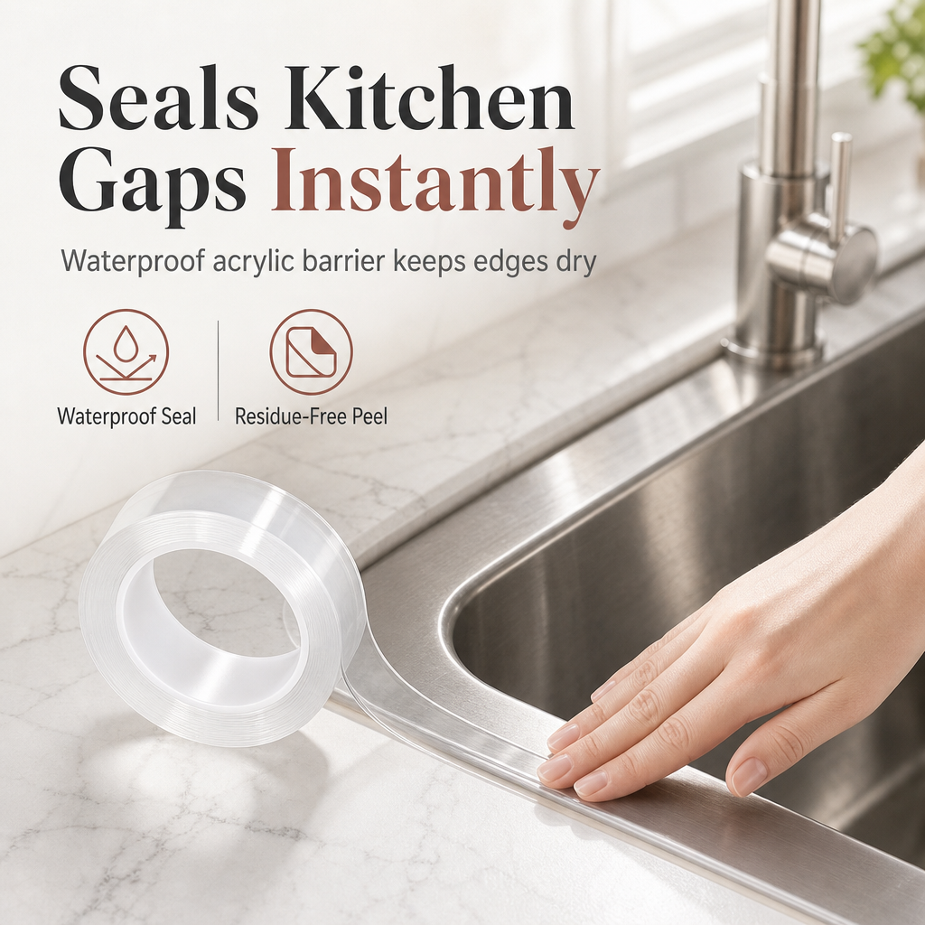 📢📢¡50% DE DESCUENTO! ⏰ Cinta Adhesiva Transparente Selladora Antimoho e Impermeable para Cocina y Esquinas