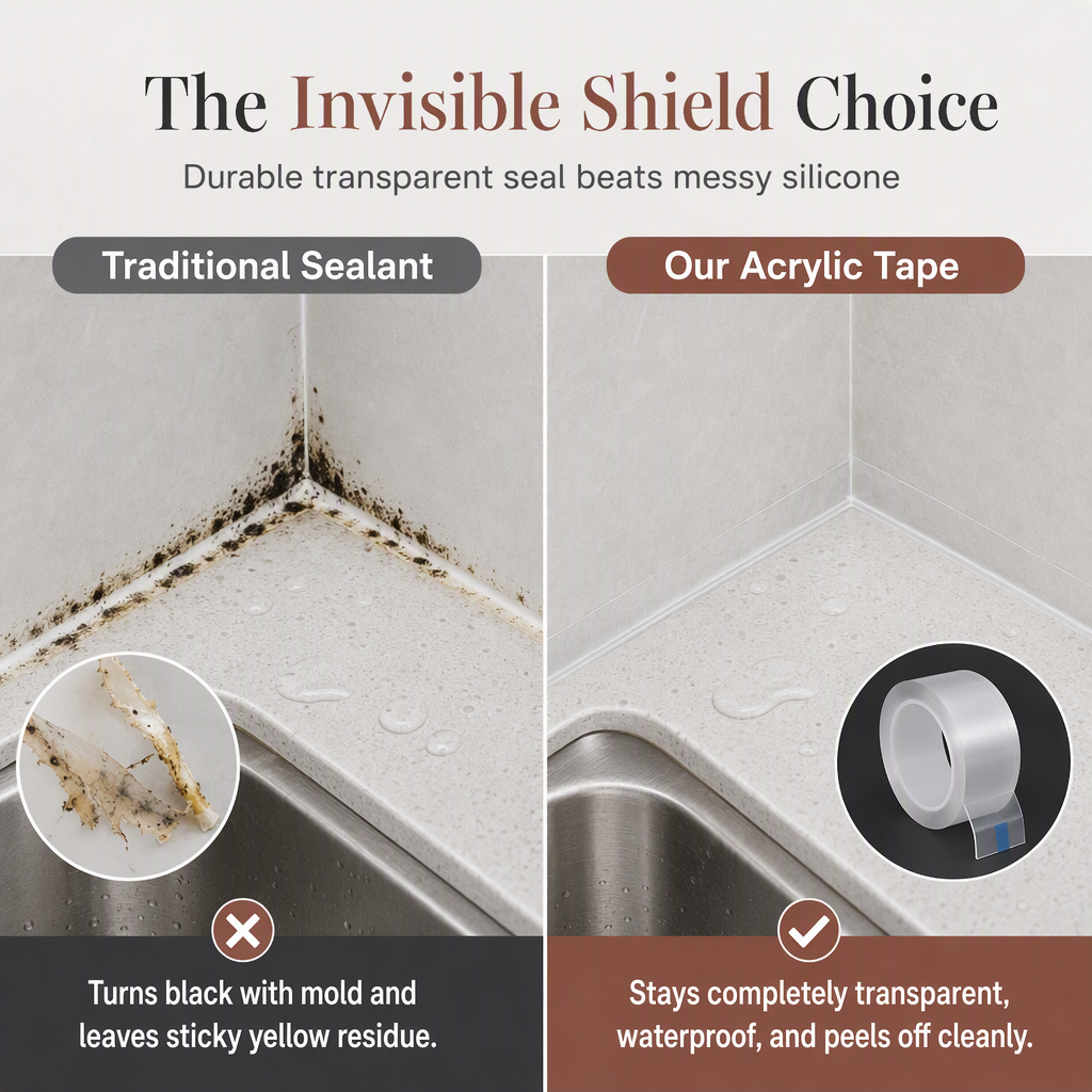 📢📢¡50% DE DESCUENTO! ⏰ Cinta Adhesiva Transparente Selladora Antimoho e Impermeable para Cocina y Esquinas