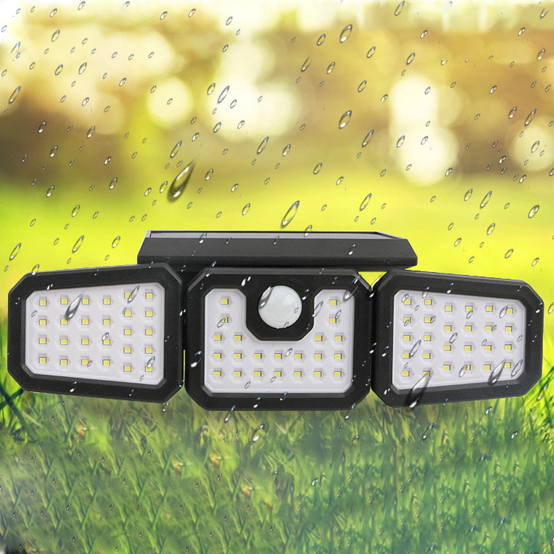 Lámpara Solar de Pared con 3 Cabezales y Sensor de Movimiento
