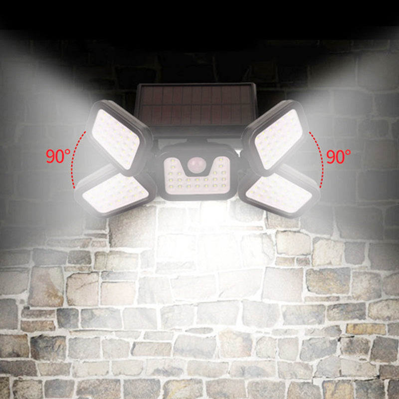 Lámpara Solar de Pared con 3 Cabezales y Sensor de Movimiento