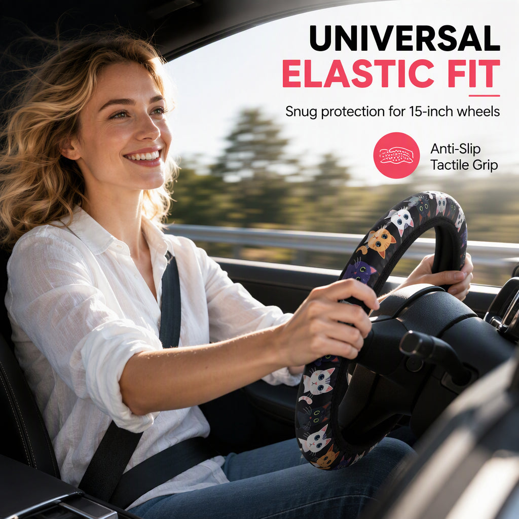 🚗 ¡50% de descuento por tiempo limitado! Funda elástica estampada para volante · Sin aro interior