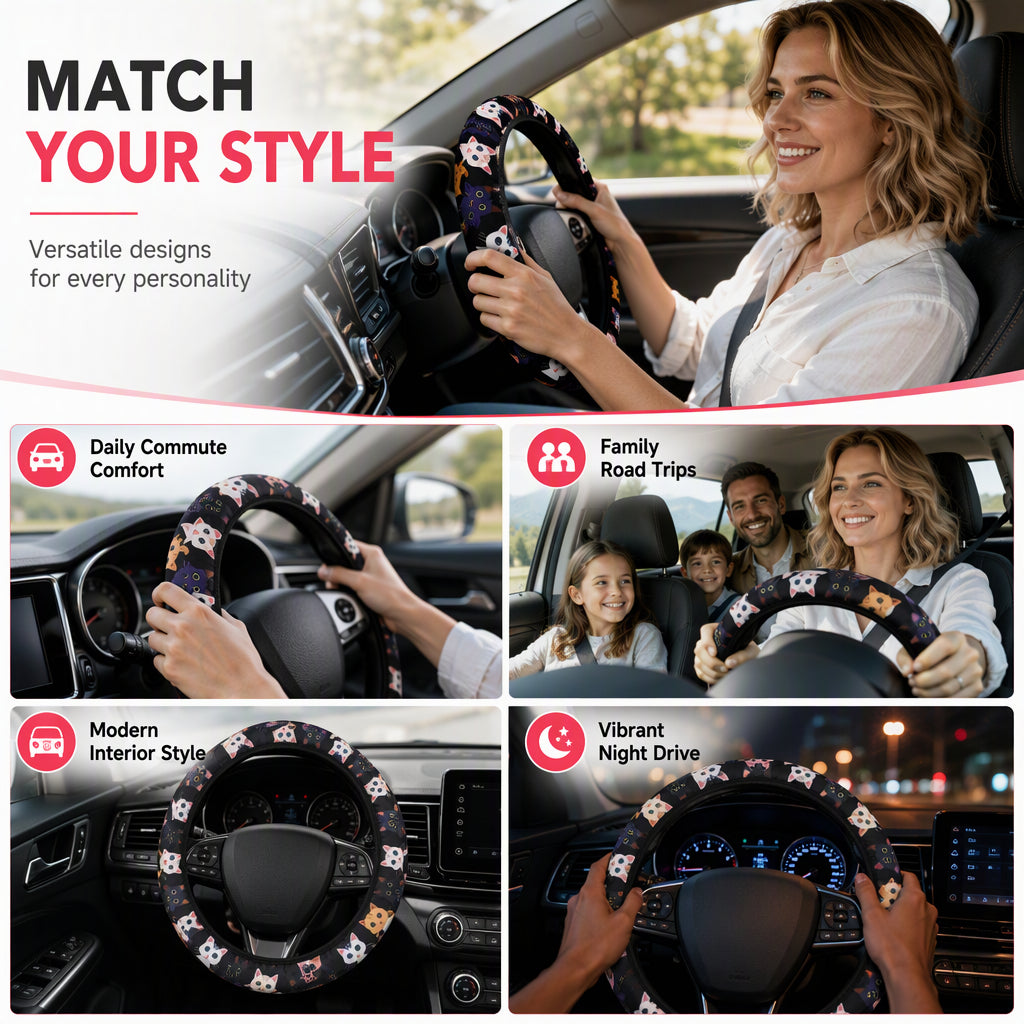 🚗 ¡50% de descuento por tiempo limitado! Funda elástica estampada para volante · Sin aro interior