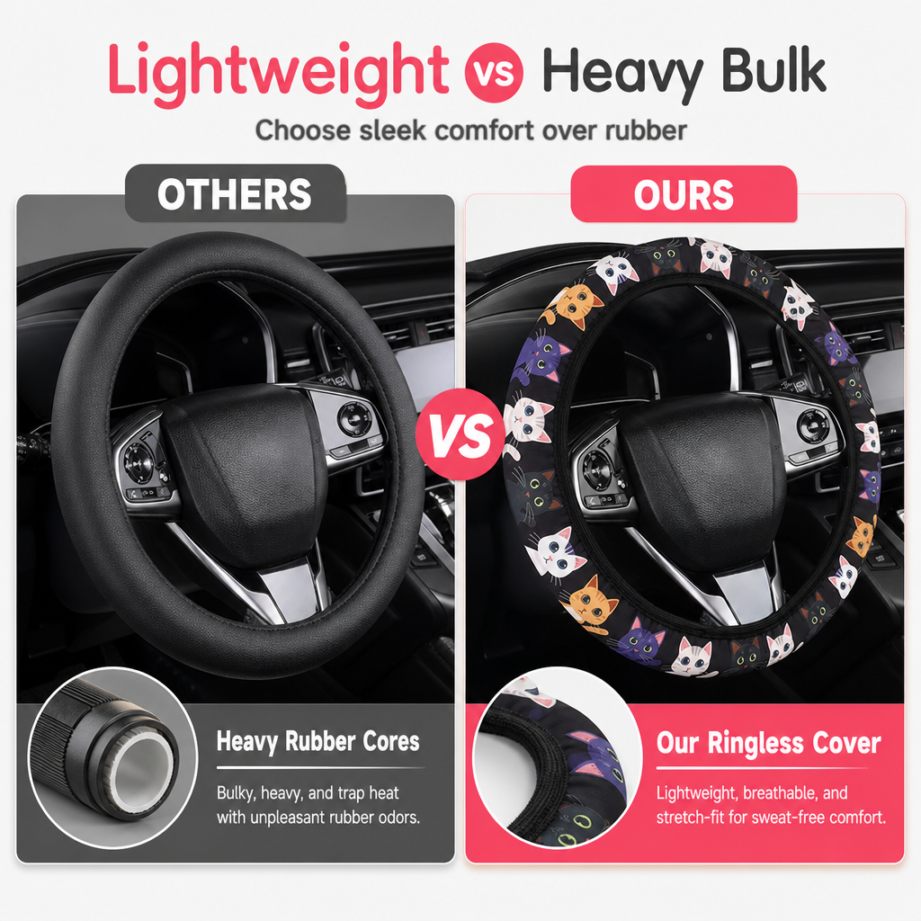 🚗 ¡50% de descuento por tiempo limitado! Funda elástica estampada para volante · Sin aro interior