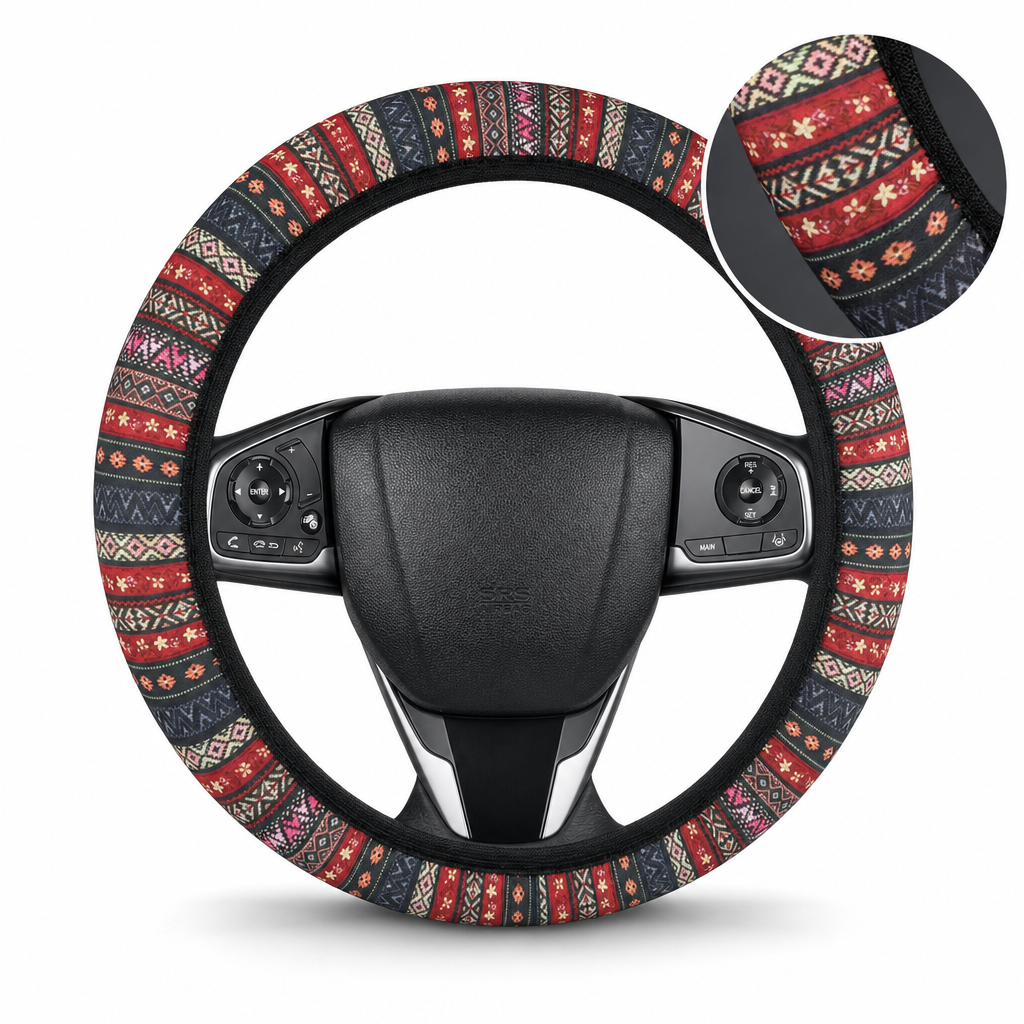 🚗 ¡50% de descuento por tiempo limitado! Funda elástica estampada para volante · Sin aro interior