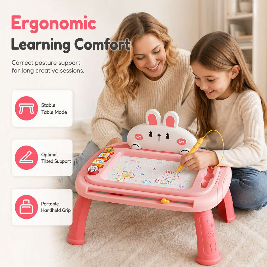 🎨 ¡50% DE DESCUENTO! ✨ Pizarra Mágica Magnética Infantil 3 en 1 con Patas, Lápiz y Sellos – Mesa de Dibujo Portátil 🖍️