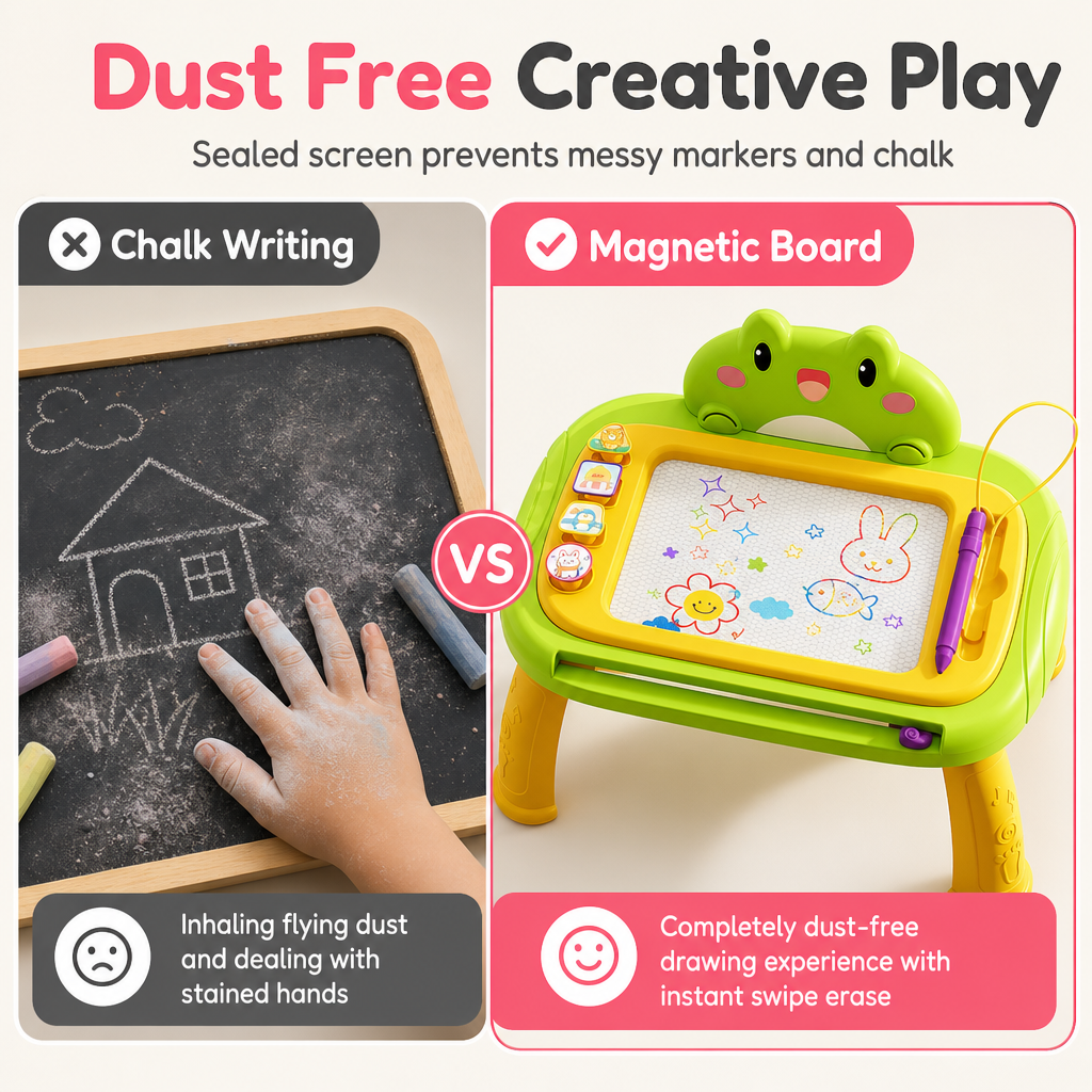 🎨 ¡50% DE DESCUENTO! ✨ Pizarra Mágica Magnética Infantil 3 en 1 con Patas, Lápiz y Sellos – Mesa de Dibujo Portátil 🖍️