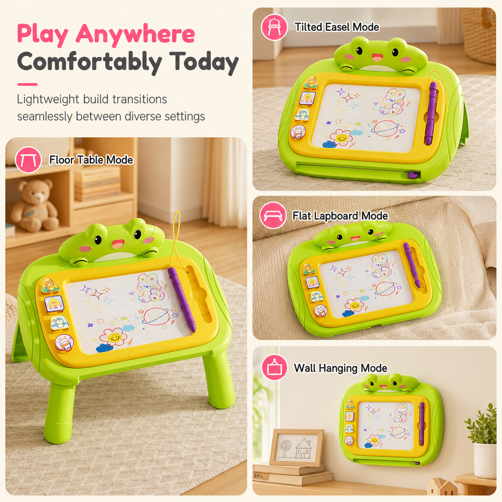 🎨 ¡50% DE DESCUENTO! ✨ Pizarra Mágica Magnética Infantil 3 en 1 con Patas, Lápiz y Sellos – Mesa de Dibujo Portátil 🖍️