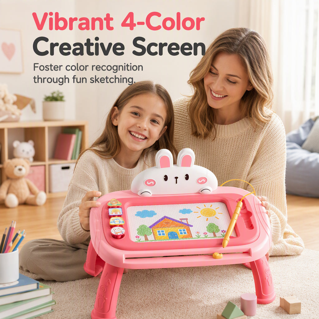 🎨 ¡50% DE DESCUENTO! ✨ Pizarra Mágica Magnética Infantil 3 en 1 con Patas, Lápiz y Sellos – Mesa de Dibujo Portátil 🖍️