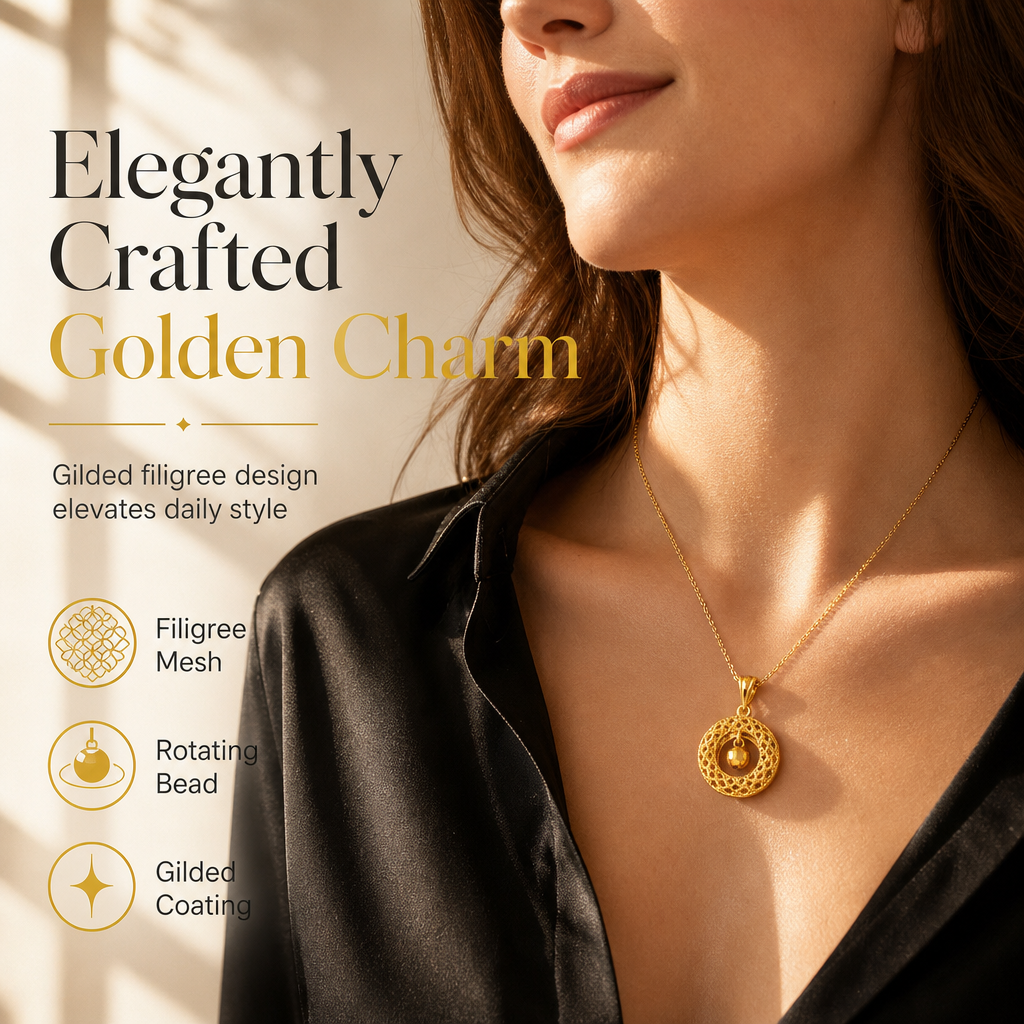 Collar Elegante de Filigrana Estilo Atrapasueños para Mujer con Esfera Giratoria