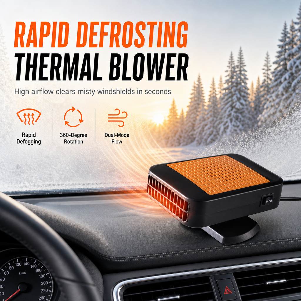 🚗 Descongelador Portátil para Auto: Descongelación Rápida, Rotación 360°, Modo Dual, 12V, Ignífugo