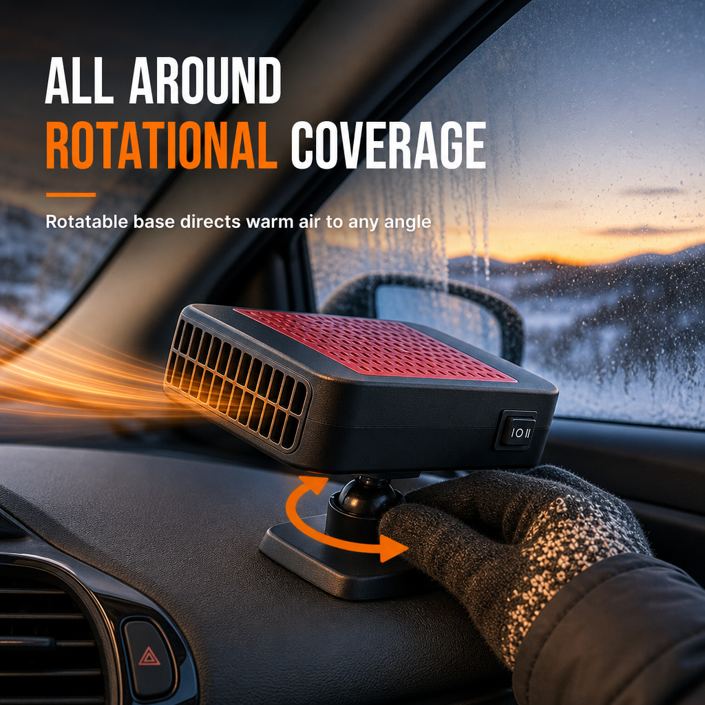 🚗 Descongelador Portátil para Auto: Descongelación Rápida, Rotación 360°, Modo Dual, 12V, Ignífugo
