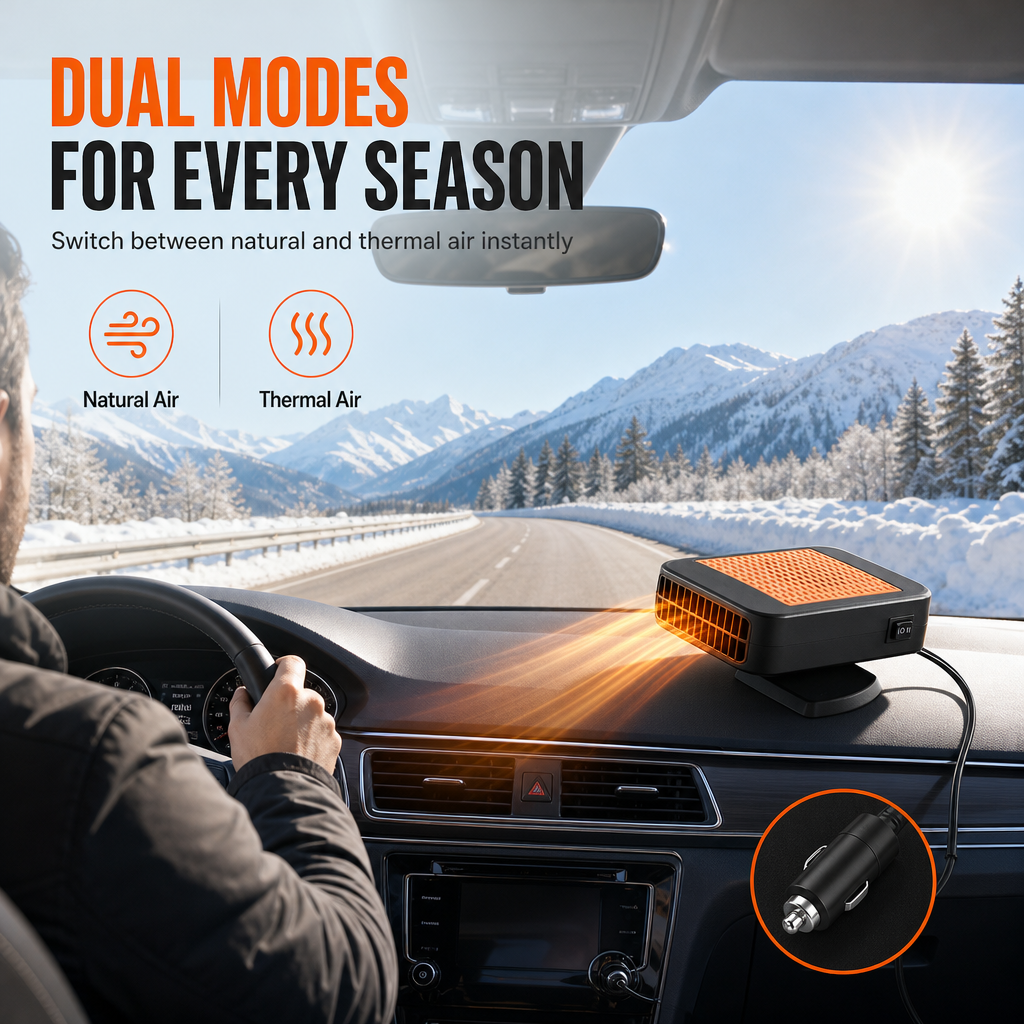 🚗 Descongelador Portátil para Auto: Descongelación Rápida, Rotación 360°, Modo Dual, 12V, Ignífugo