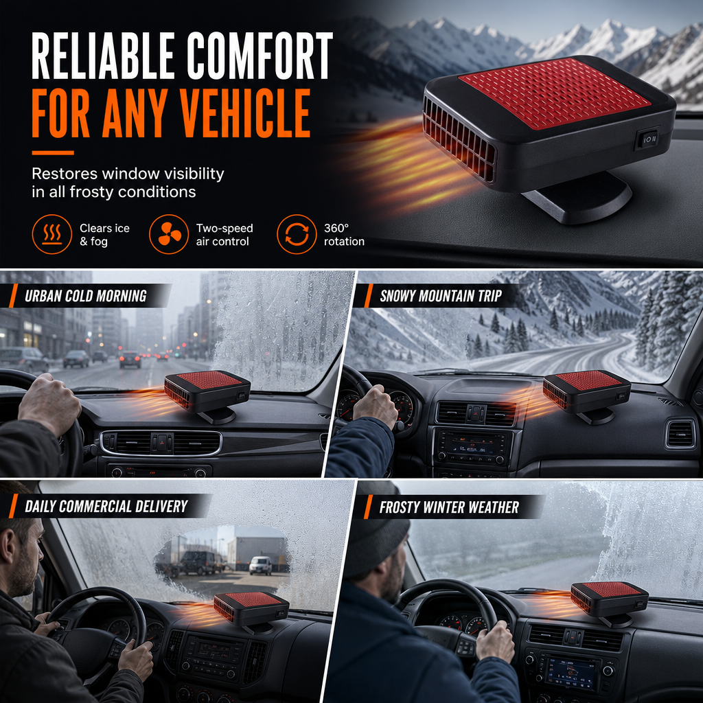 🚗 Descongelador Portátil para Auto: Descongelación Rápida, Rotación 360°, Modo Dual, 12V, Ignífugo