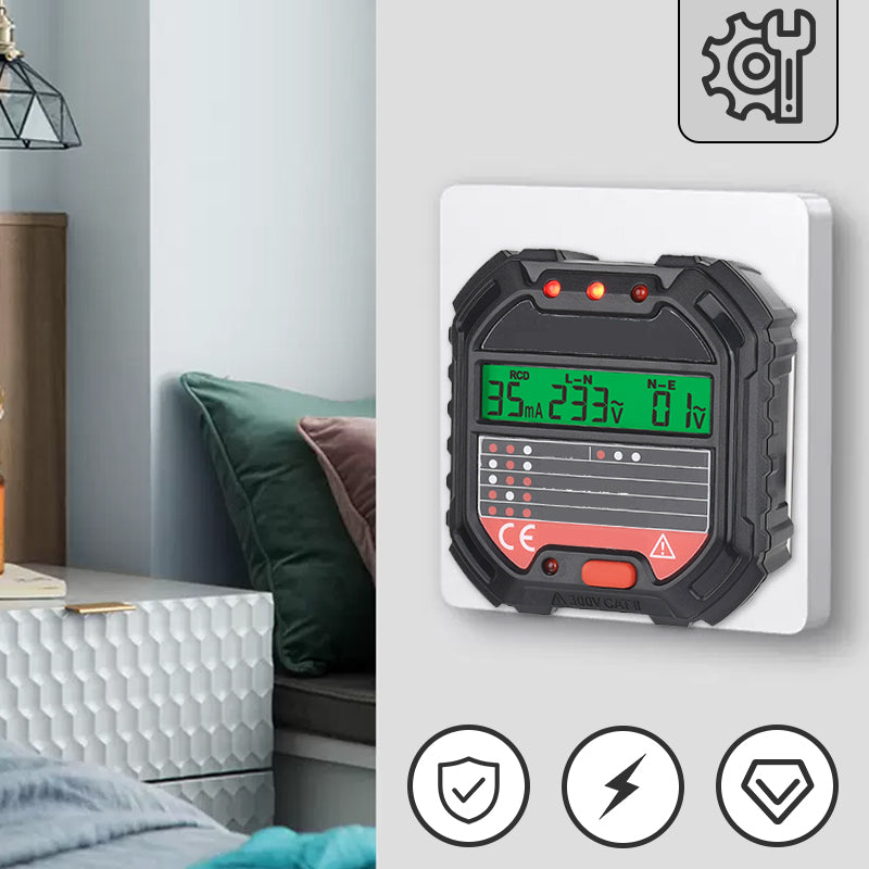 Comprobador digital multifunción de enchufes · Pantalla LCD