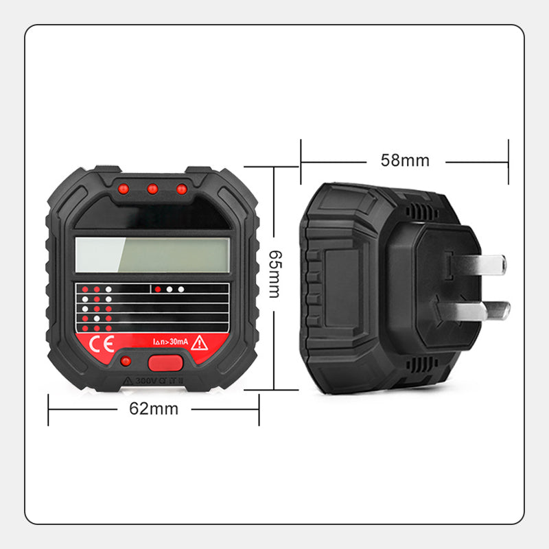 Comprobador digital multifunción de enchufes · Pantalla LCD