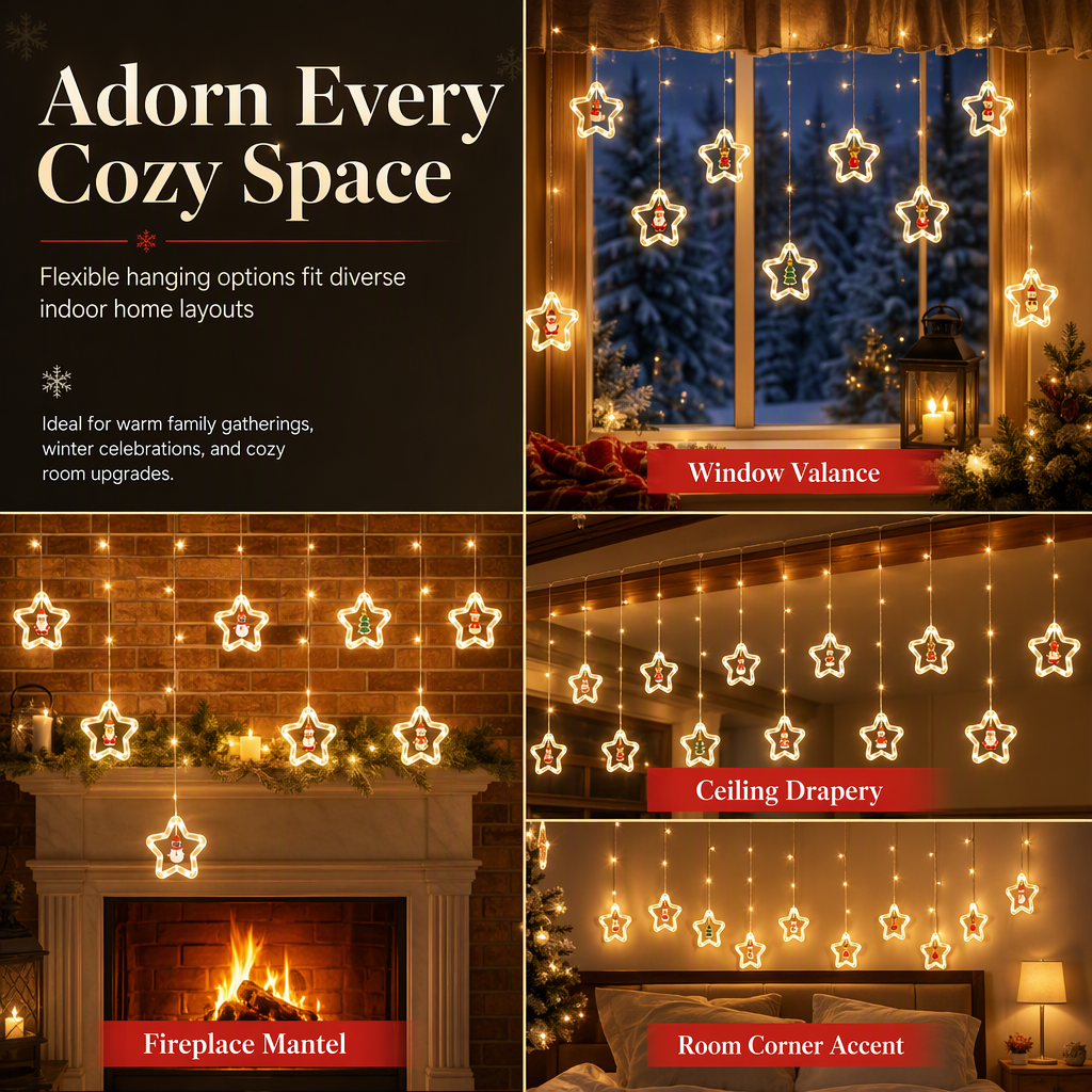 🎄 ¡50% DE DESCUENTO AHORA! ✨ Tira de luces LED navideñas para ventanas – 8 modos con control remoto, figuras festivas y bajo voltaje seguro – Para ventanas y repisas 🎁