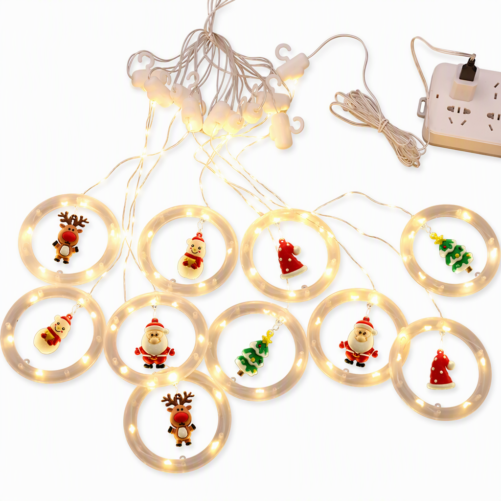 🎄 ¡50% DE DESCUENTO AHORA! ✨ Tira de luces LED navideñas para ventanas – 8 modos con control remoto, figuras festivas y bajo voltaje seguro – Para ventanas y repisas 🎁
