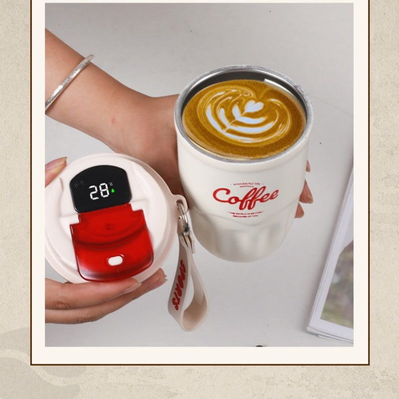 Taza de café térmico inteligente portátil con pantalla de temperatura