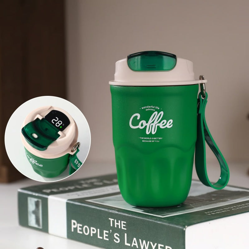Taza de café térmico inteligente portátil con pantalla de temperatura