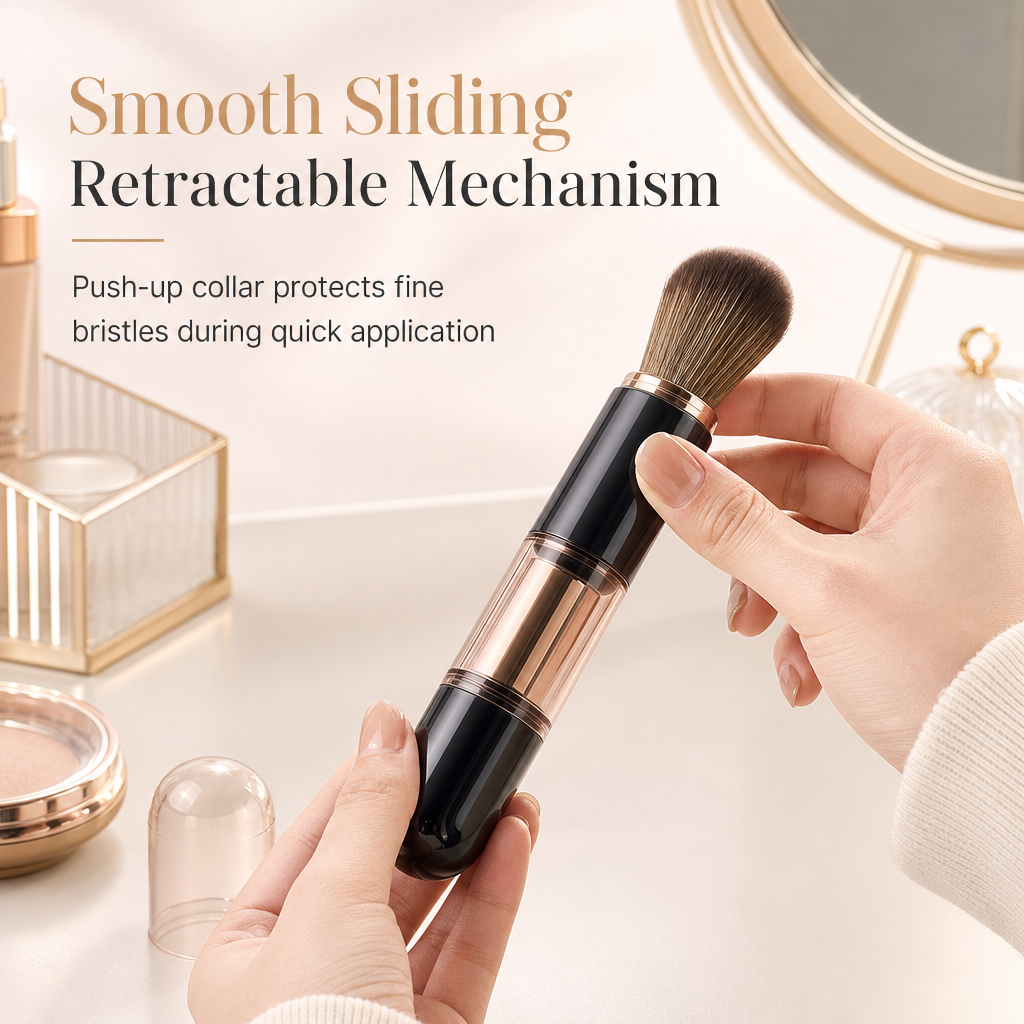 🖌️¡ÚLTIMO DÍA 50% DE DESCUENTO! !!📢 Set de Brochas de Maquillaje Retráctil Portátil 5 en 1 para Viaje