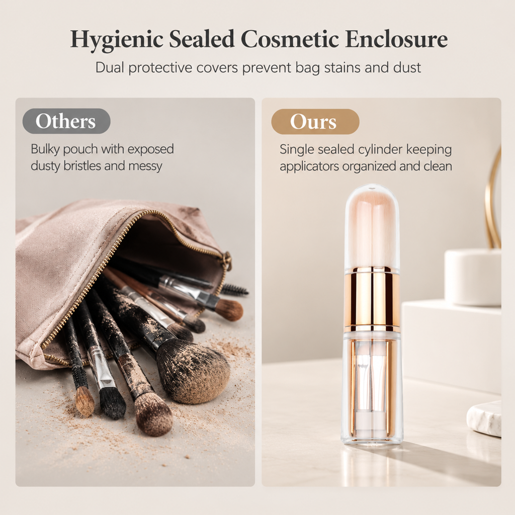 🖌️¡ÚLTIMO DÍA 50% DE DESCUENTO! !!📢 Set de Brochas de Maquillaje Retráctil Portátil 5 en 1 para Viaje