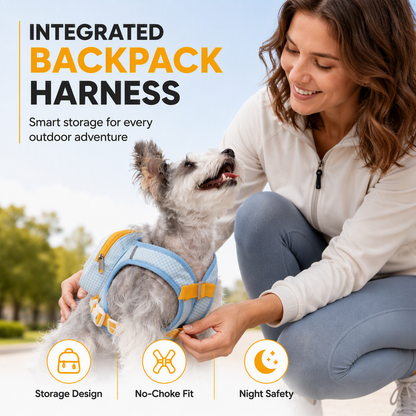 🐶 LIMITED-TIME 50% OFF! 🎒 Vest Style Pet Backpack Harness – Breathable, Reflective, No-choke 🌙