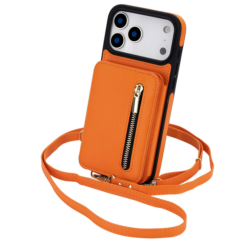 Funda cartera plegable para móvil con diseño bandolera y soporte