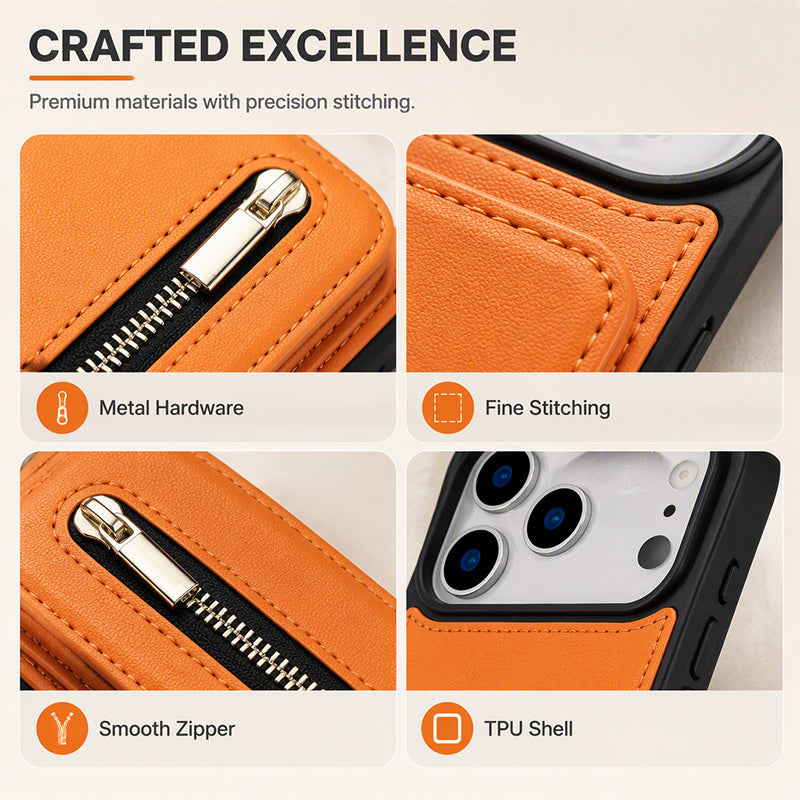 Funda cartera plegable para móvil con diseño bandolera y soporte