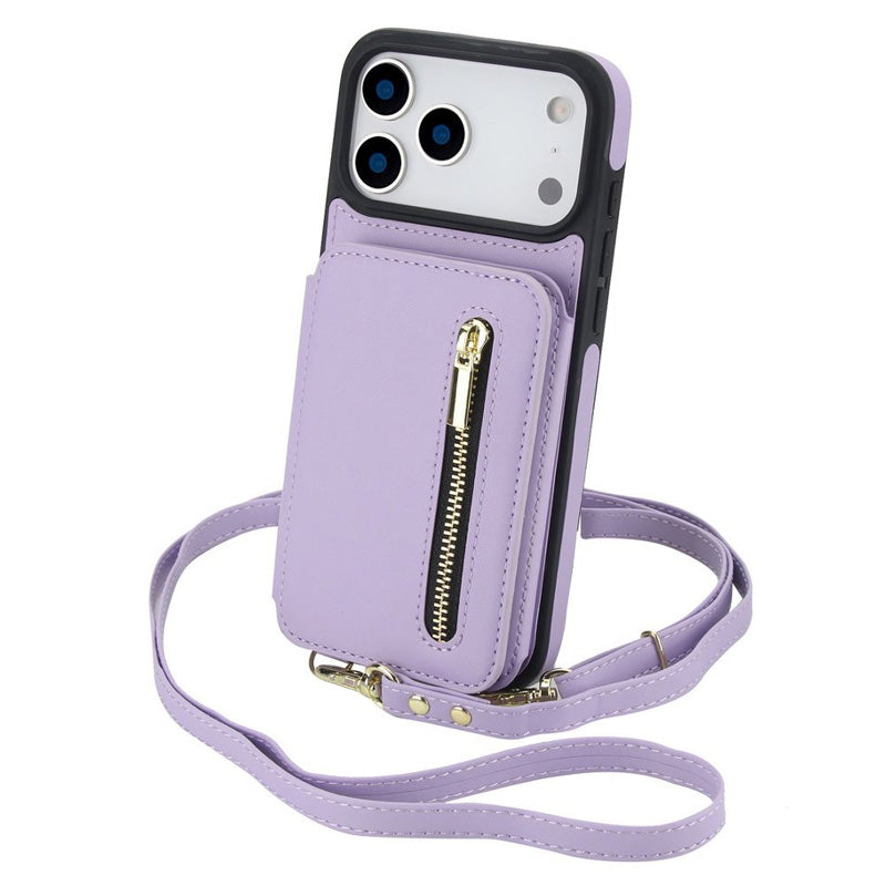 Funda cartera plegable para móvil con diseño bandolera y soporte