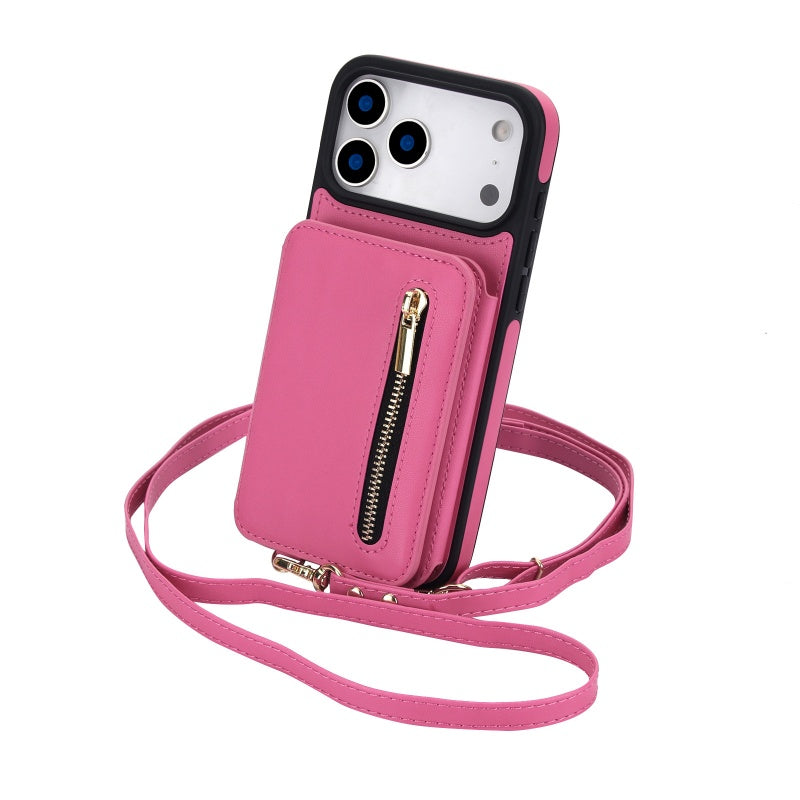 Funda cartera plegable para móvil con diseño bandolera y soporte