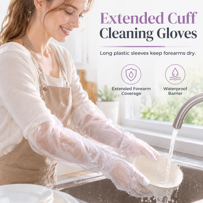 Guantes Desechables de Manga Extralarga Impermeables para Cocina y Limpieza