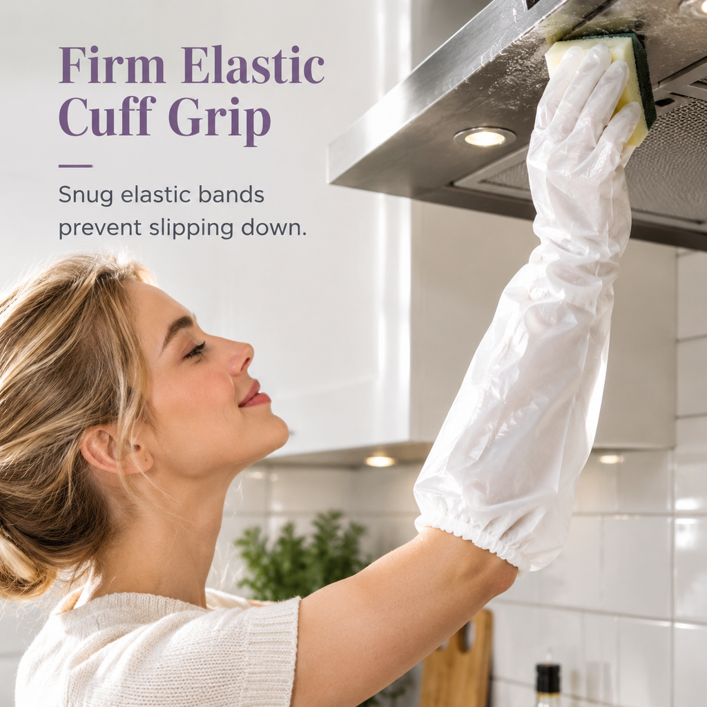 Guantes Desechables de Manga Extralarga Impermeables para Cocina y Limpieza
