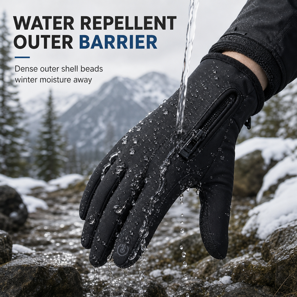 Guantes Térmicos de Invierno Impermeables y Cortavientos con Cremallera para Ciclismo y Esquí