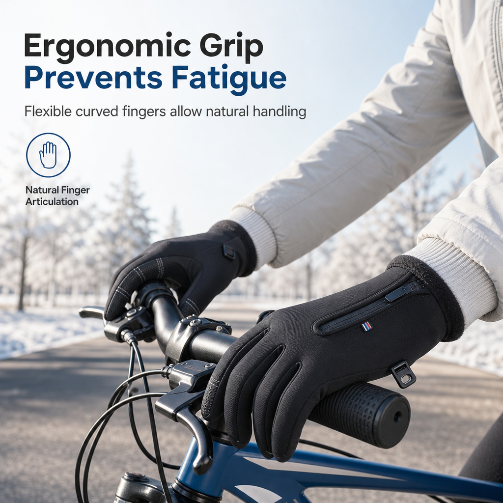 Guantes Térmicos de Invierno Impermeables y Cortavientos con Cremallera para Ciclismo y Esquí