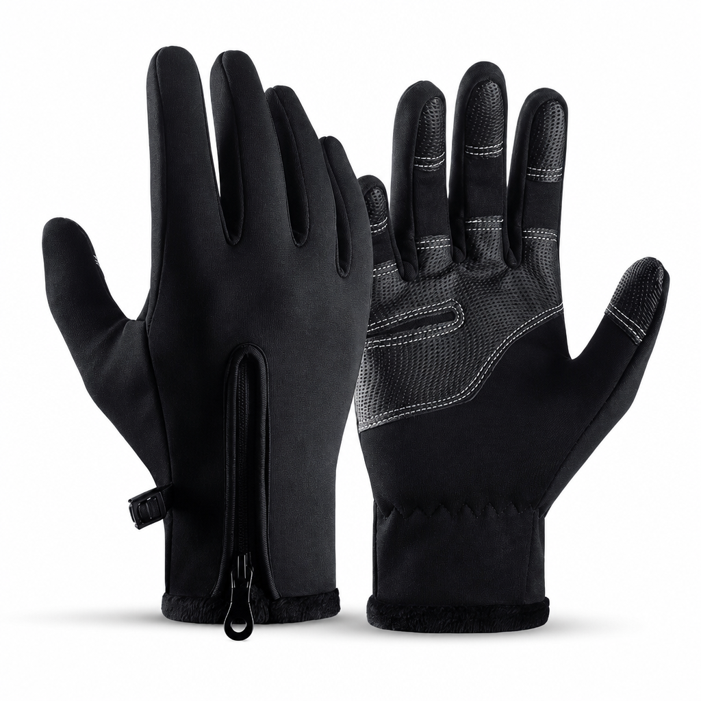 Guantes Térmicos de Invierno Impermeables y Cortavientos con Cremallera para Ciclismo y Esquí