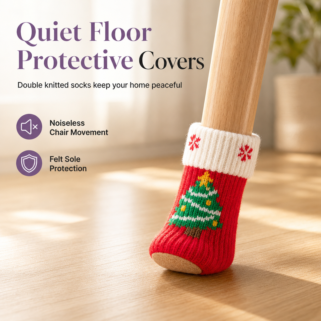 📢📢50% DE DESCUENTO !! ⏰Fundas de punto navideñas para patas de sillas con almohadillas de fieltro antideslizantes gruesas, calcetines para patas de mesa, protectores de suelo, juego de 4 piezas