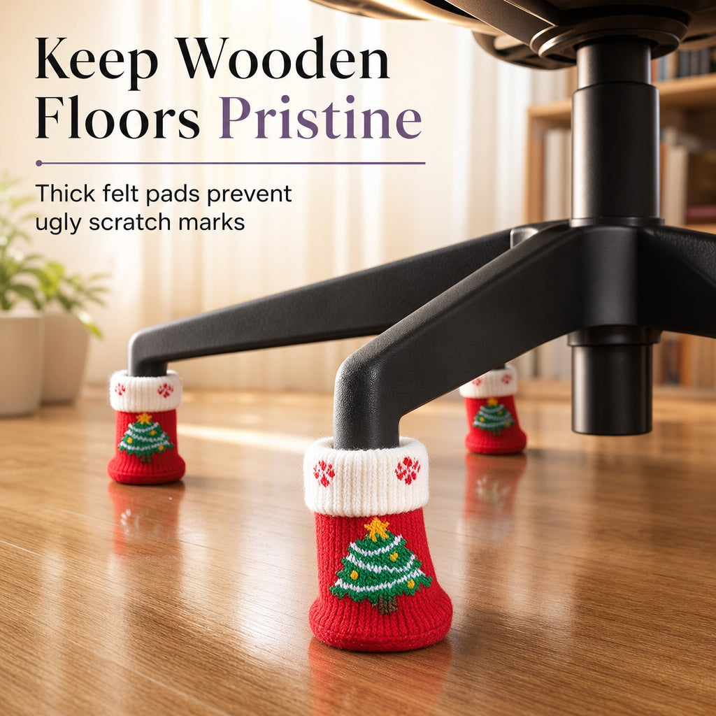 📢📢50% DE DESCUENTO !! ⏰Fundas de punto navideñas para patas de sillas con almohadillas de fieltro antideslizantes gruesas, calcetines para patas de mesa, protectores de suelo, juego de 4 piezas