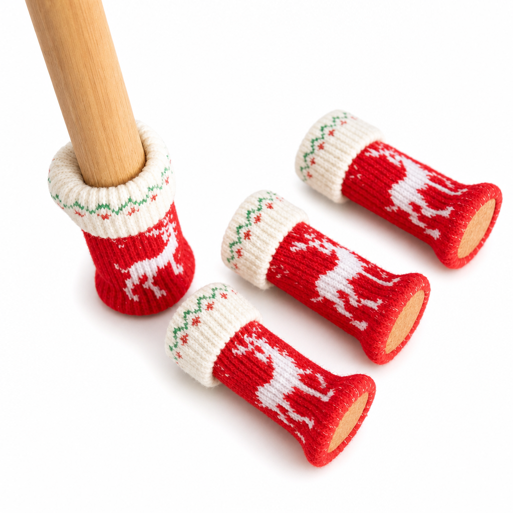 📢📢50% DE DESCUENTO !! ⏰Fundas de punto navideñas para patas de sillas con almohadillas de fieltro antideslizantes gruesas, calcetines para patas de mesa, protectores de suelo, juego de 4 piezas
