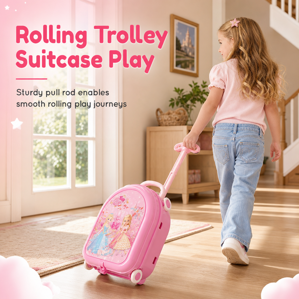 🎀 ¡50% de descuento! Maleta tocador infantil 3 en 1 · Juego de imitación portátil