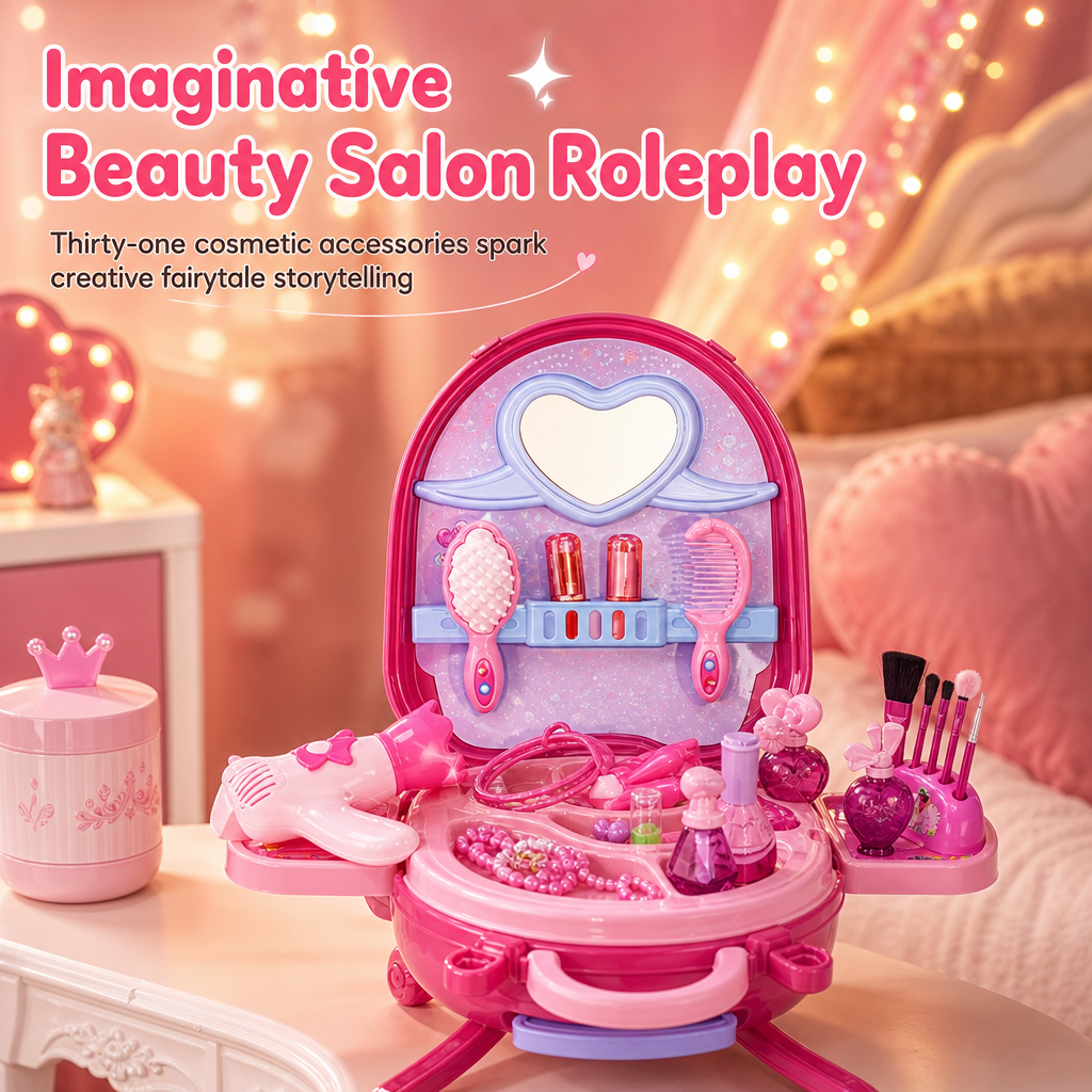 🎀 ¡50% de descuento! Maleta tocador infantil 3 en 1 · Juego de imitación portátil