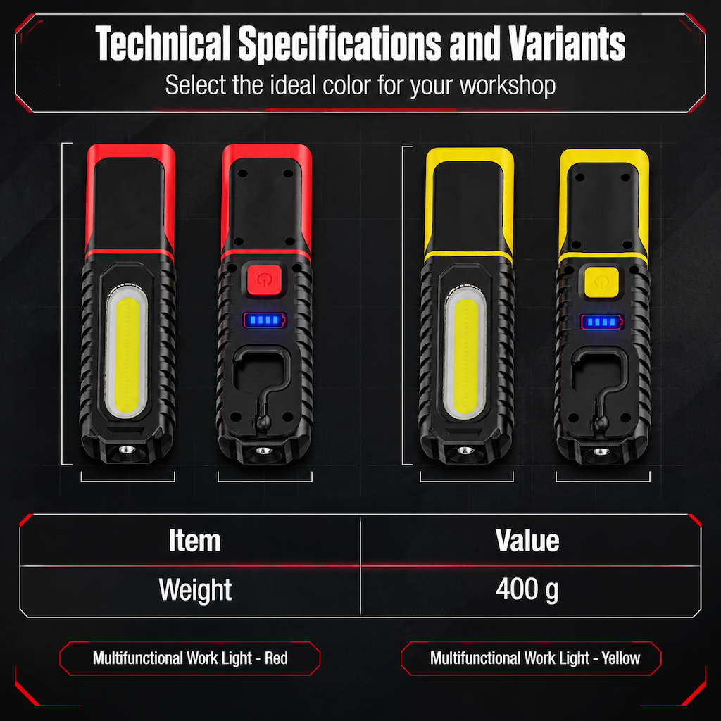 📢📢   ¡50% de descuento! Luz de trabajo led recargable - montaje magnético y gancho giratorio para reparaciones de automóviles manos libres 💡🔧